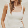 Dress Forum ribbed square neck ivory tank