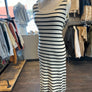 FRNCH cream/black stripe midi dress