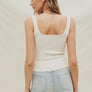 Dress Forum ribbed square neck ivory tank