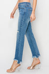 Risen crop flare step hem jean