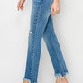 Risen crop flare step hem jean