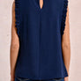 Molly Bracken navy blue ruffle blouse