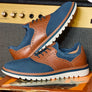 J&M Braydon Navy/Tan Full Grain