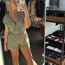 Hem & thread olive v-neck romper