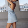 Hidden light blue denim halter dress