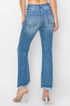 Risen crop flare step hem jean