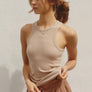 Dress Forum Sleeveless Knit Ribbed Sandstone Top