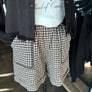 FRNCH tan/black gingham shorts