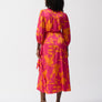 Joseph Ribkoff Pink/Orange Satin Floral Wrap Dress