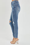 Risen ankle skinny distressed knee jeans