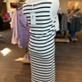 FRNCH cream/black stripe midi dress