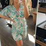 Lili Sidonio deep v-neck butterfly print dress