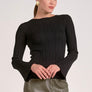 Elan Ribbed Black Bell Long Sleeve
