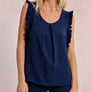Molly Bracken navy blue ruffle blouse
