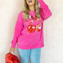 Southern Grace Heart Cherries On Pink Crew