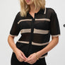 Joseph Ribkoff knit open stitch stripe sweater
