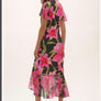 Joseph Ribkoff Silky Knit and Chiffon Floral Print Wrap Dress