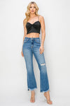 Risen crop flare step hem jean
