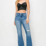 Risen crop flare step hem jean