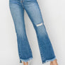 Risen crop flare step hem jean