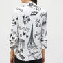 Joseph Ribkoff Black on White Paris Doodle Blazer