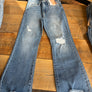 Risen High Rise-Crop Flare-Fray Hem Jeans