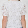 Zoe & Claire Embroidered Eyelet Button Top