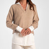 Elan tan/white sweater blouse