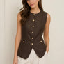 Zoe & Claire Gold Detailed Brown Vest