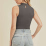 Dress Forum Mock Neck Charcoal Bodysuit