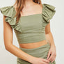 Mustard Seed pale Olive cropped top