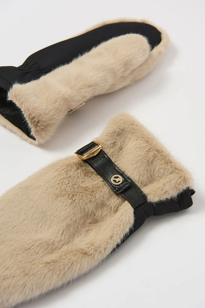Joseph Ribkoff Taupe Faux Fur Mittens