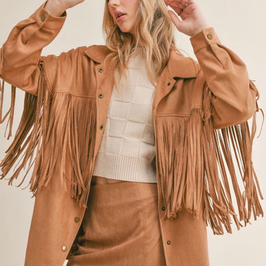 sage the label fringe shacket