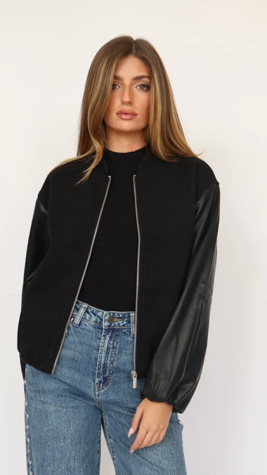 Habitual Faux Leather Bubble Bomber