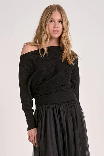 Elan Black Off Shoulder Sweater