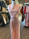 FRNCH rose cropped open tie back top