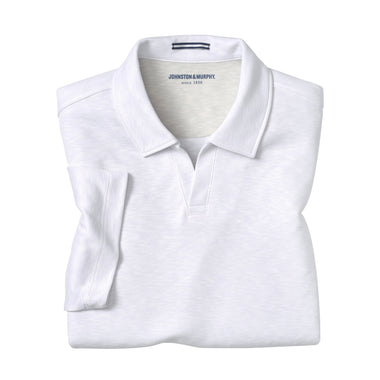 Johnston & Murphy White Vintage Slub Polo