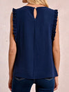 Molly Bracken navy blue ruffle blouse