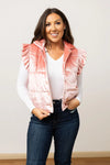 Grace + Emma Pink Shimmer Ruffle Sleeve Puffer Vest