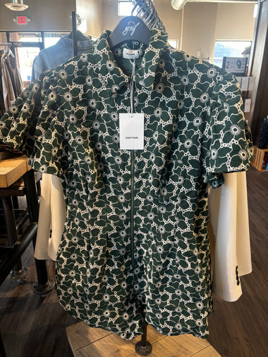 Aureum Pleated Twill Romper - Green