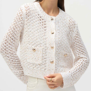 Joseph Ribkoff white/gold sweater knit cardigan