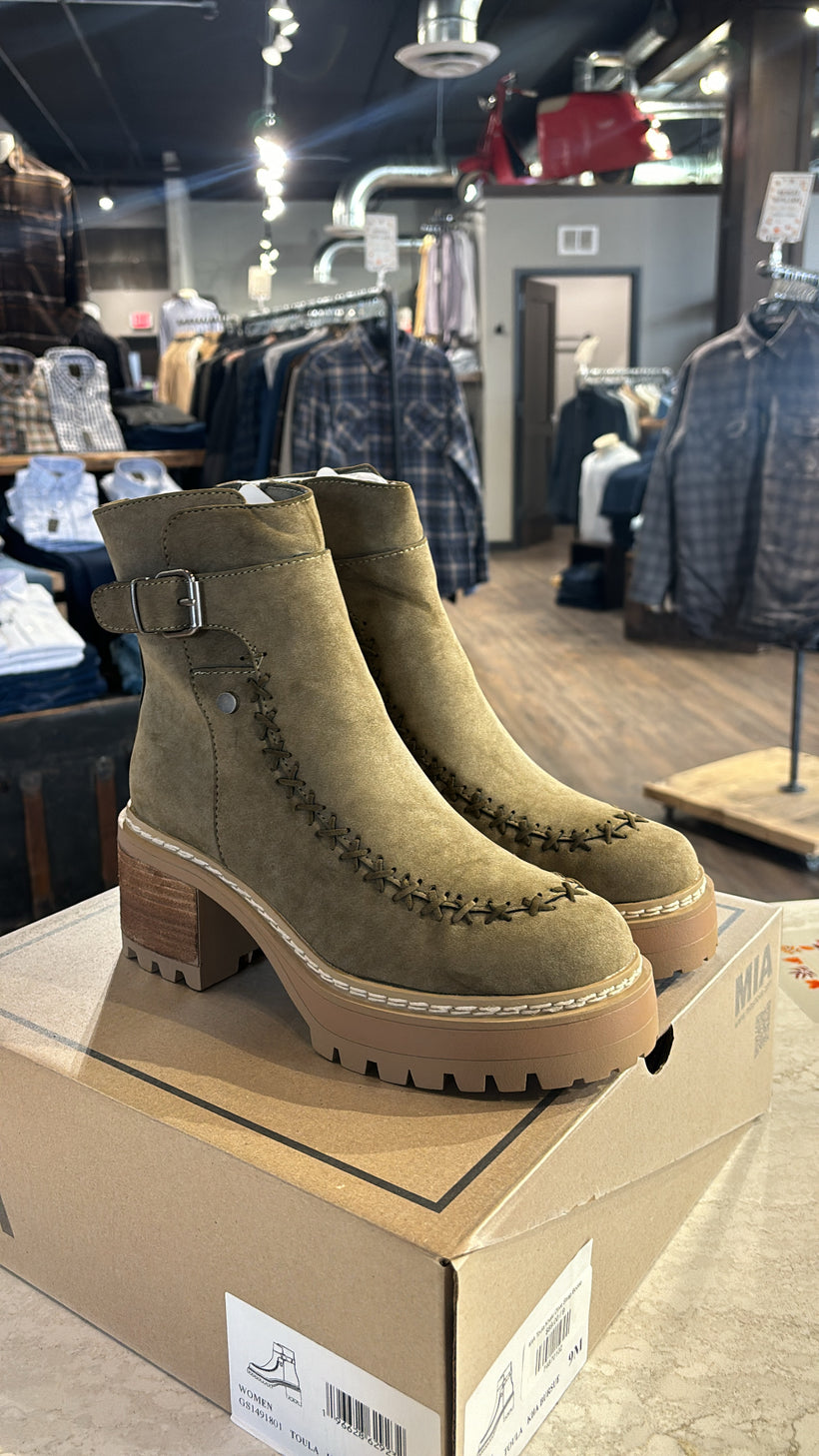 MIA Toula Khaki Olive Strap Bootie – Graif Clothing