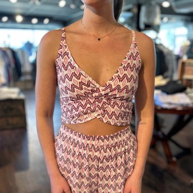 Molly Bracken pink printed twist tank