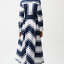 Joseph Ribkoff Navy Blue and White Stripped Maxi Dress