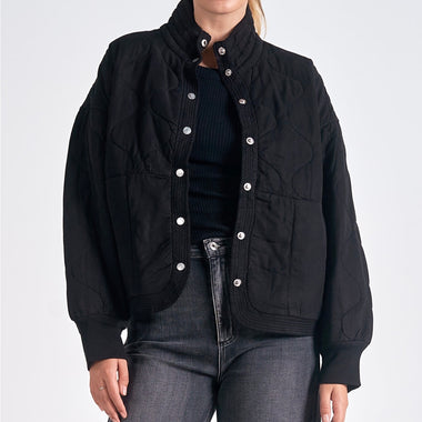 Elan Black Quilted Bomber