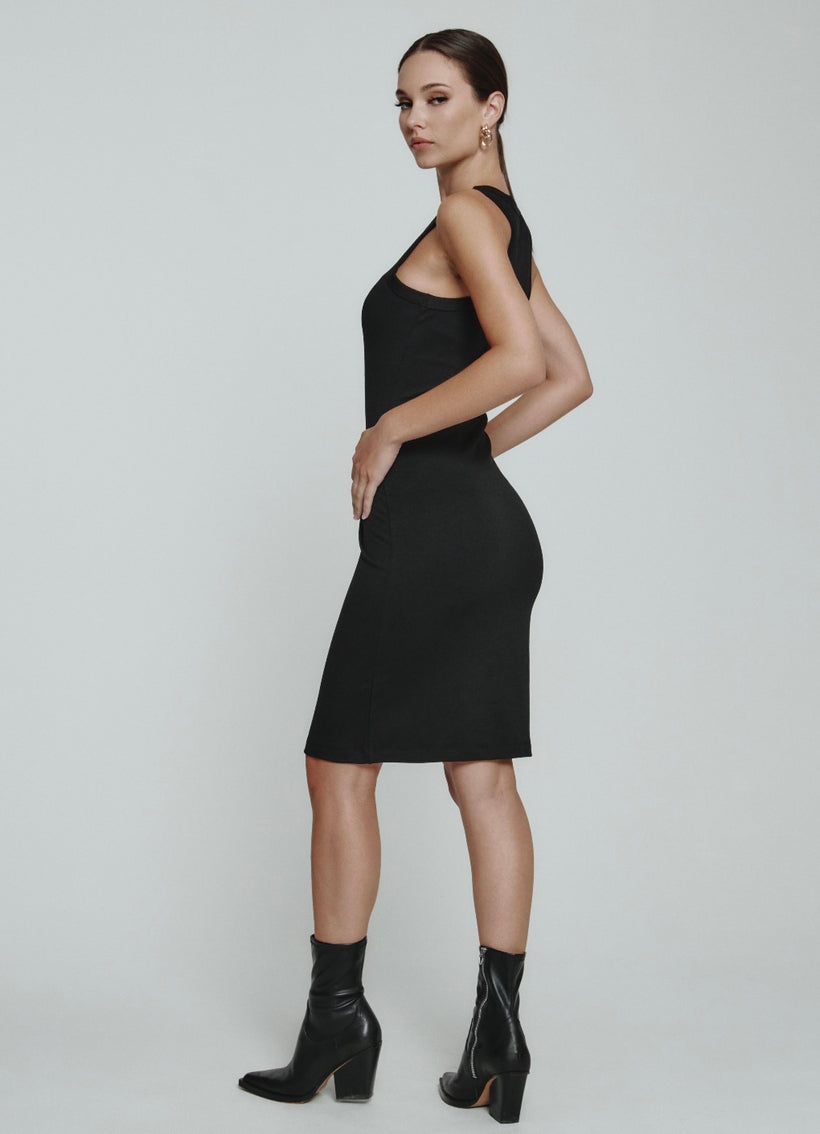 Core Ribbed Tank Dress Black / M