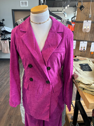 Aureum Magenta Corduroy Blazer