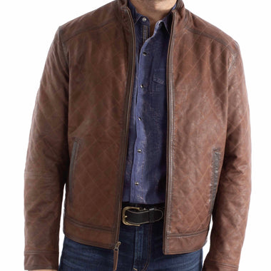 Scully Diamond Quilted Pattern Brown Leather Jacket
