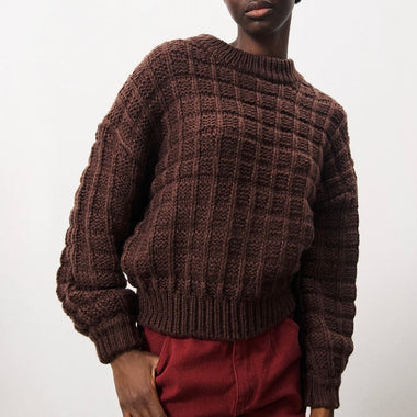 FRNCH Brown Checkered Texture Sweater