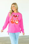 Southern Grace Heart Cherries On Pink Crew